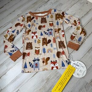 Little Sleepies Woodland Friends Long Sleeve Shirt - Brown and Blue